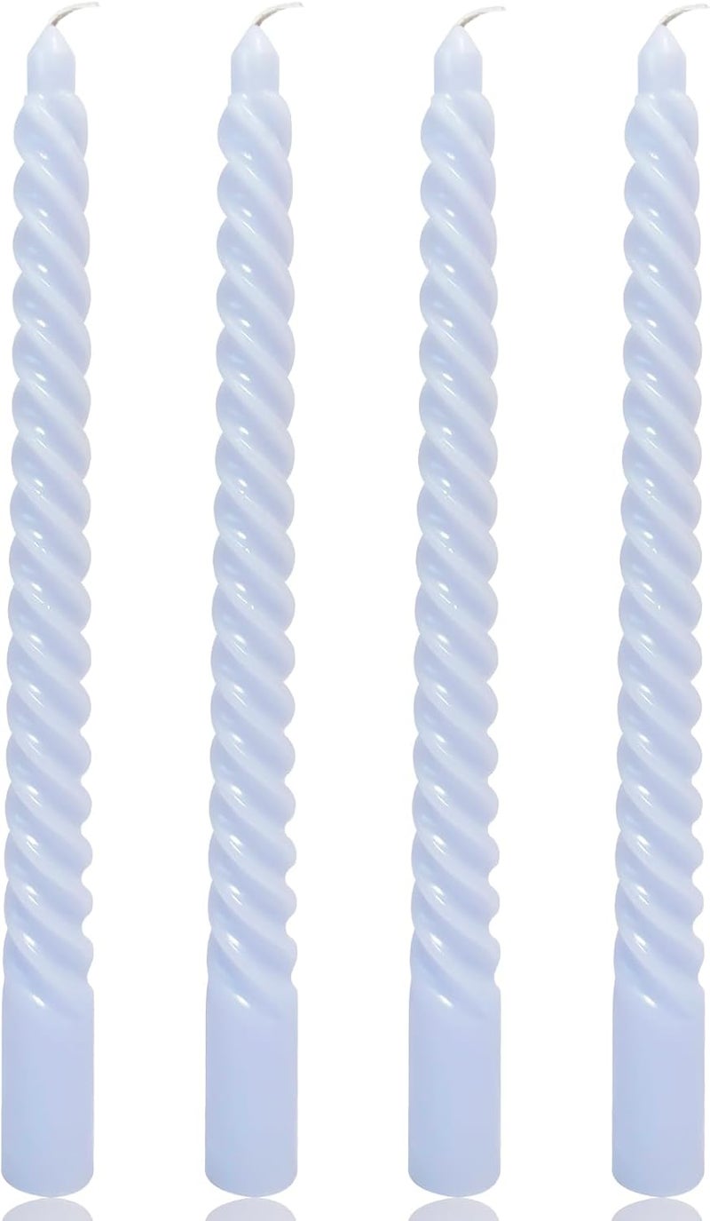 SixLadybro 4 Pack Baby-BlueSpiral Taper Candles for Home Decoration, 10 Inch Candlesticks for Dinner Party Holiday Hanukkah Beach-Themed Decor, Dripless and Smokeless - Image 1